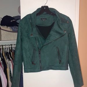 Dark turquoise, ultra suede bomber jacket